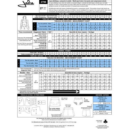 JALIE 2796 - JUPE ATHLTIQUE - CUISSARD - CULOTTE