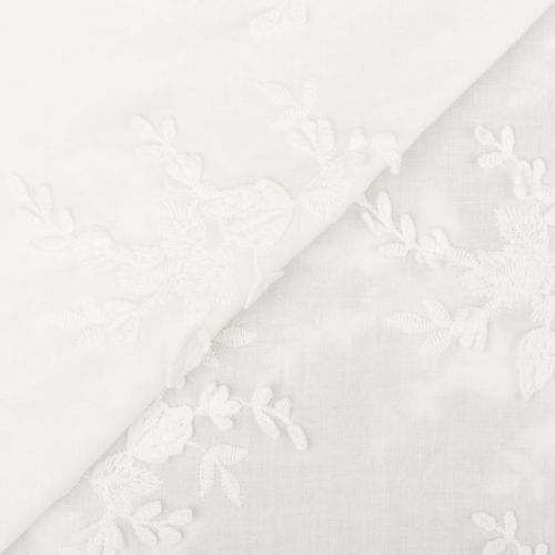 VOILE DE COTON BRODÉ SÉZANE - BOUQUET BLANC