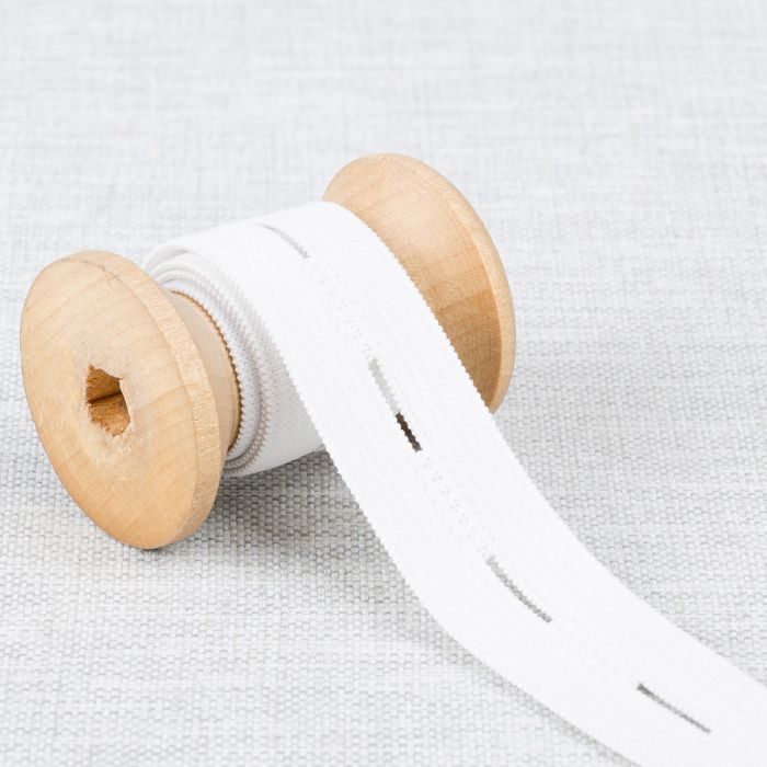 19 mm - Ruban élastique boutonnière blanc  Pour régler vos vêtements à  votre taille avec élastique rallonge bouton